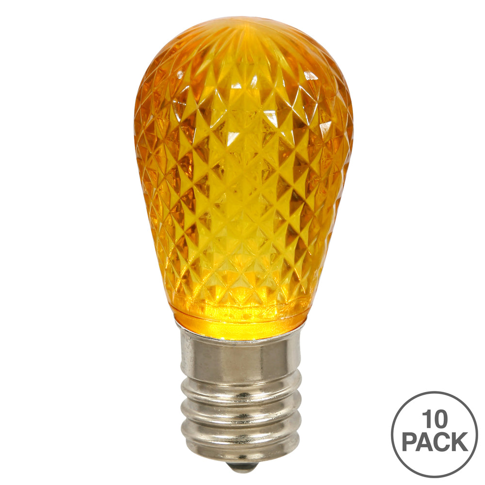 Vickerman S14 LED Yellow Faceted Replacement Bulb 10 Bulbs per Pack - Cheap-Us