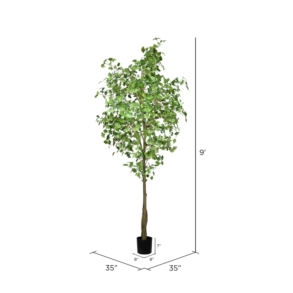 Vickerman 9' Artificial Potted Ginkgo Tree. - Cheap-Us