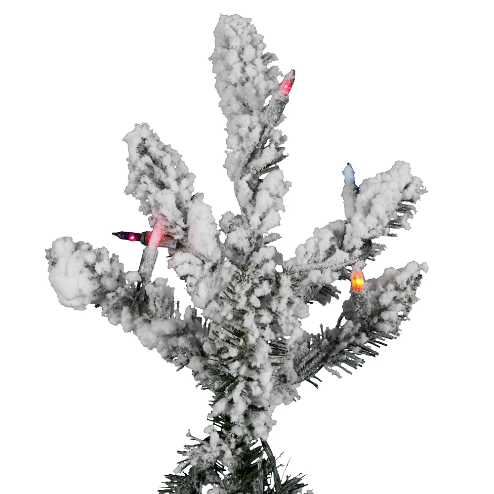 Vickerman 4.5' Flocked Utica Fir Artificial Christmas Tree Multi-Colored Lights - Cheap-Us