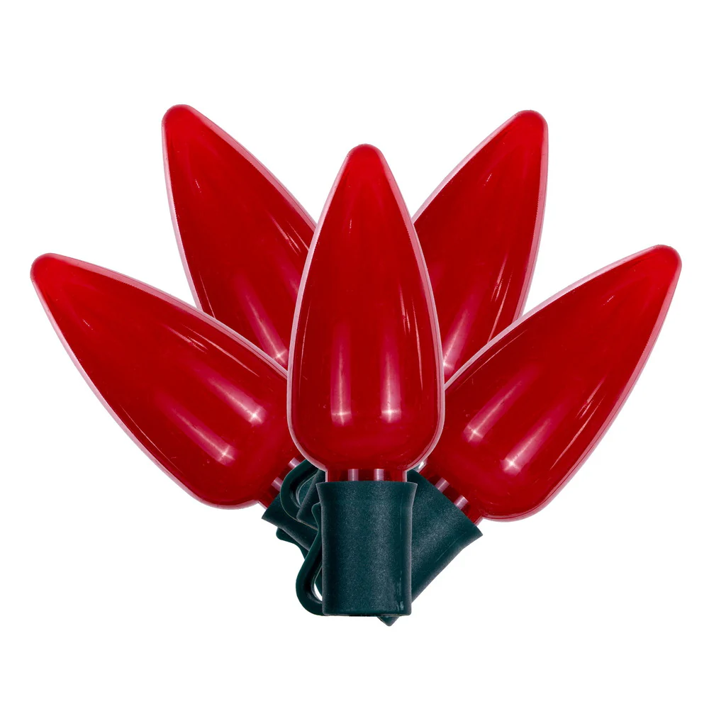 Vickerman 25 Red Ceramic C9 LED Light on Green 22AWG Wire 25'. - Cheap-Us