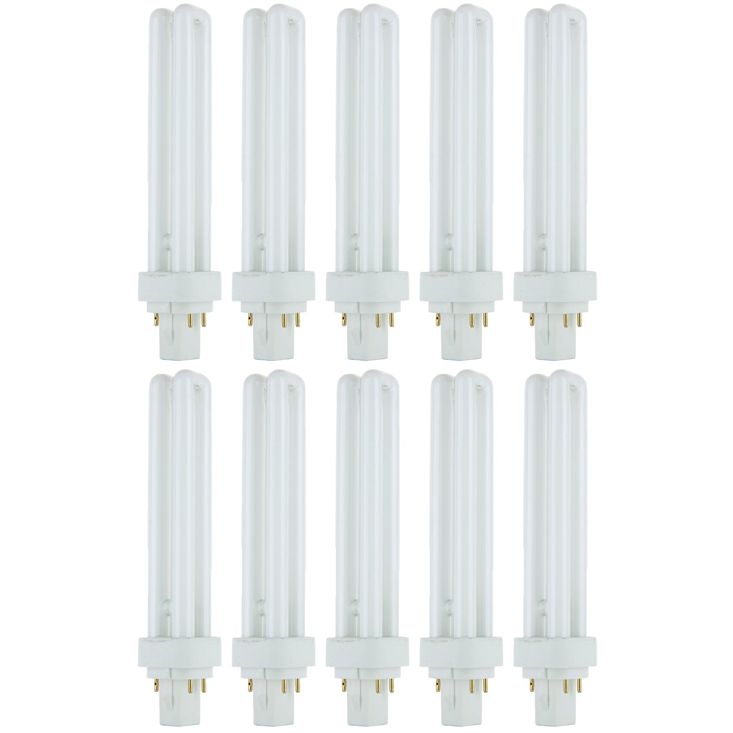 Sunlite PLD26/SP27K/10PK 2700K Warm White Fluorescent 26W PLD Double U-Shaped Twin Tube CFL Bulbs with 2-Pin G24D-3 Base (10 Pack) - Cheap-Us