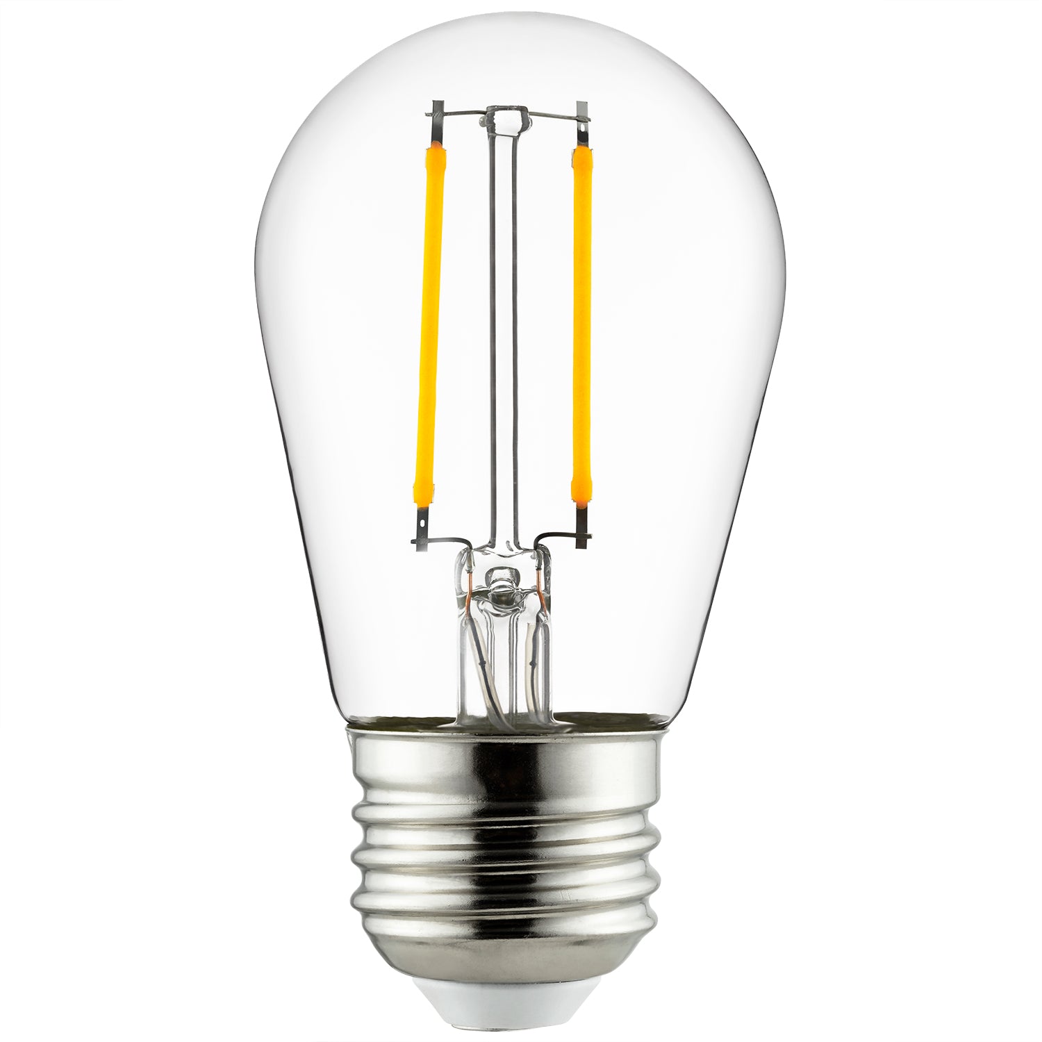 LED S14 Filament Style String Light Bulb, UL Listed, 2 Watts (25W Equivalent), 200 Lumens, Medium Base (E26), Dimmable, Clear Glass, 2200K Amber, 6 Count - Cheap-Us
