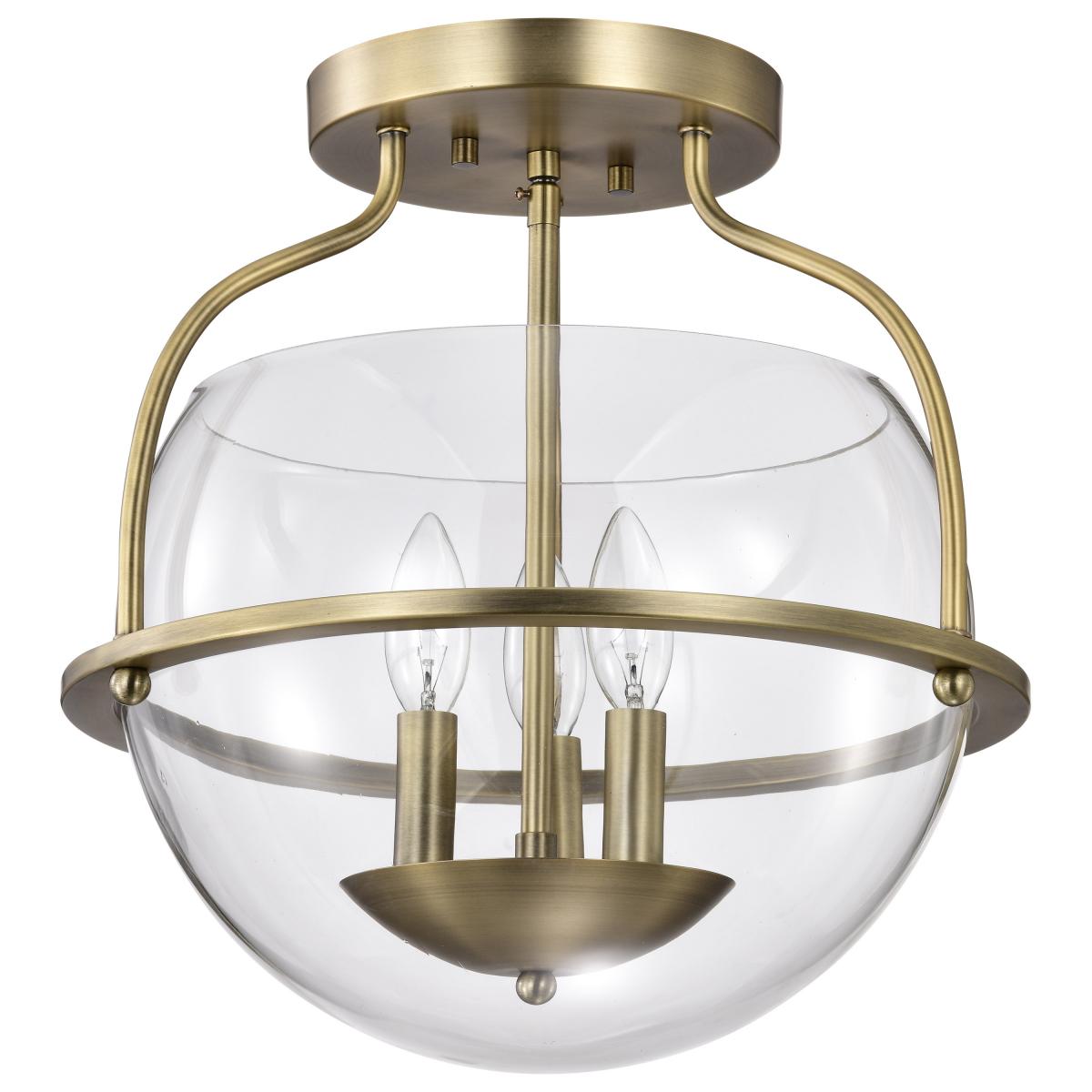 Satco Nuvo Amado 3 Light Semi Flush Mount Vintage Brass/Polished Nickel/Matte Black Finish With Clear Glass - Cheap-Us