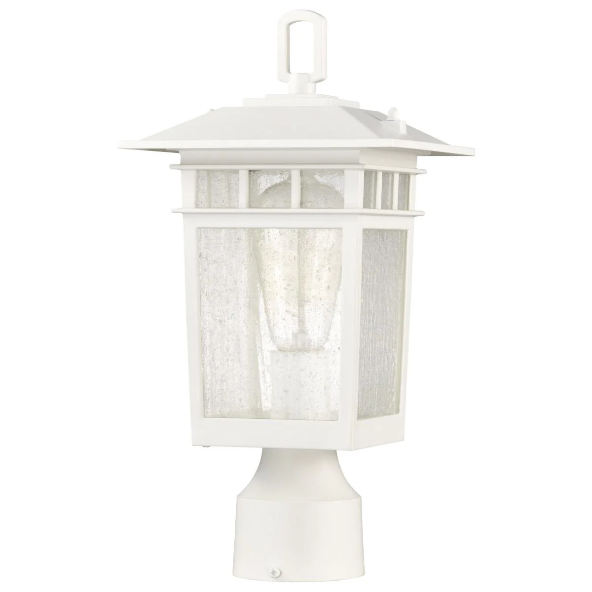 60-5954 COVE NECK 1LT OUTDOOR SM POST Cove Neck Collection Outdoor Medium 14 inch Post Light Pole Lantern; White Finish with Clear Seeded Glass - Cheap-Us