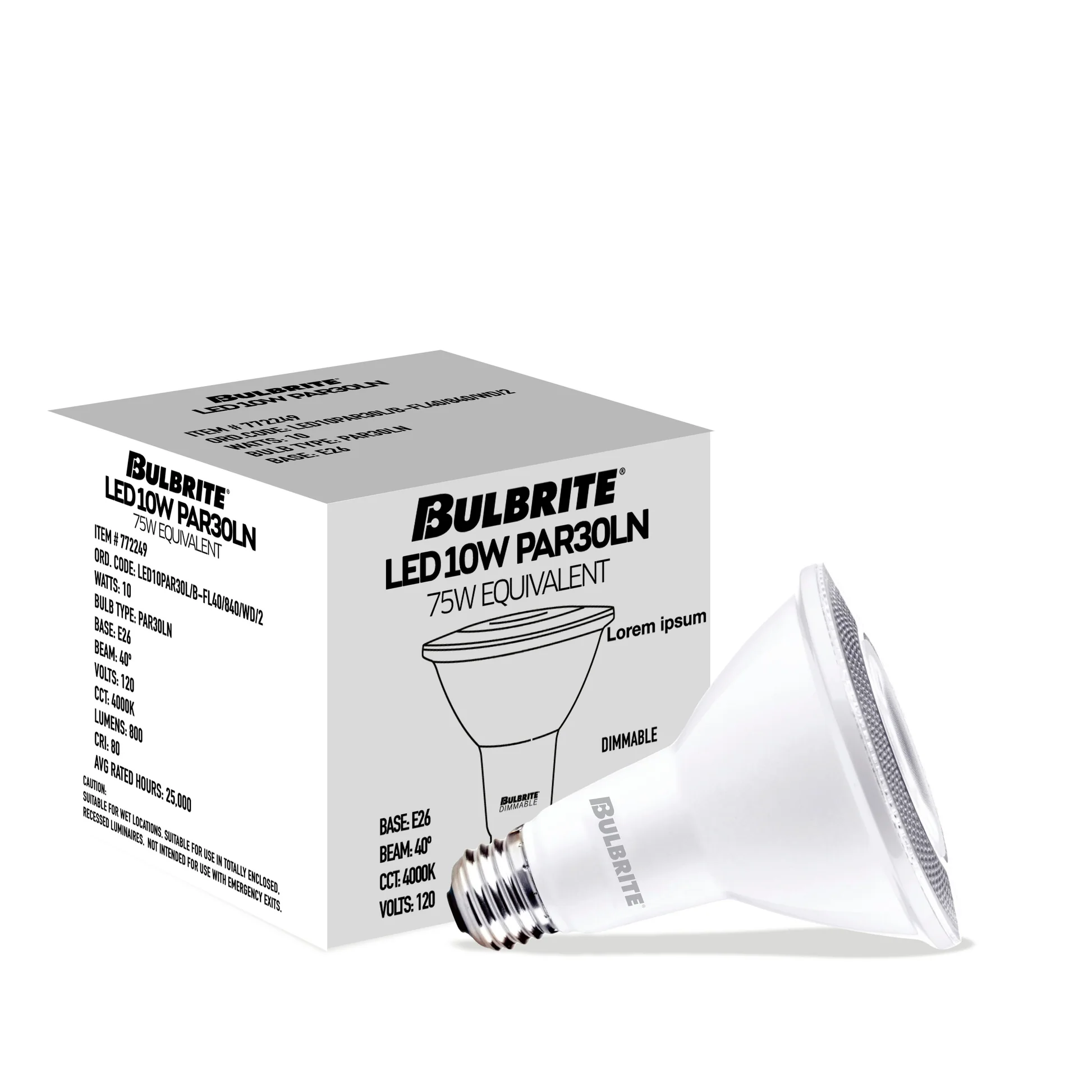 10W LED PAR30 LONG NECK 4000K 80CRI BASICS FLOOD WET DIMMABLE-4PK - Cheap-Us