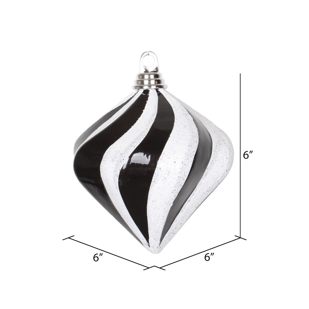 Vickerman 6'' Black and White Candy/Glitter Swirl Diamond Christmas Ornament - Cheap-Us