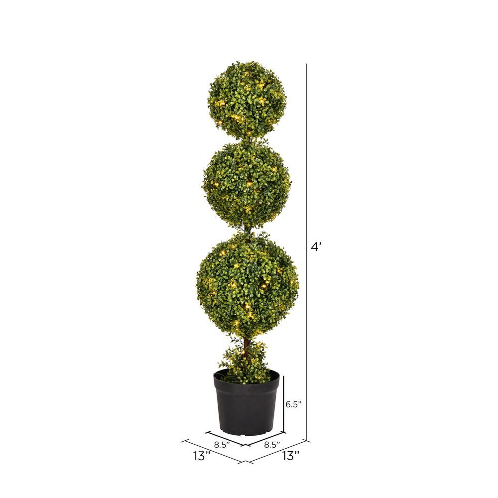 Vickerman 4' Artificial Triple Ball Green Boxwood Topiary. - Cheap-Us