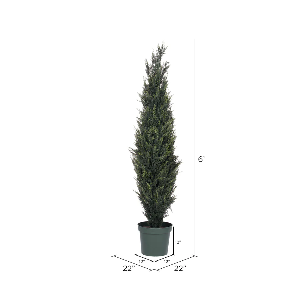 Vickerman 6' Artificial UV Resistant Pond Cypress Tree in Two Tone Green Pot. - Cheap-Us