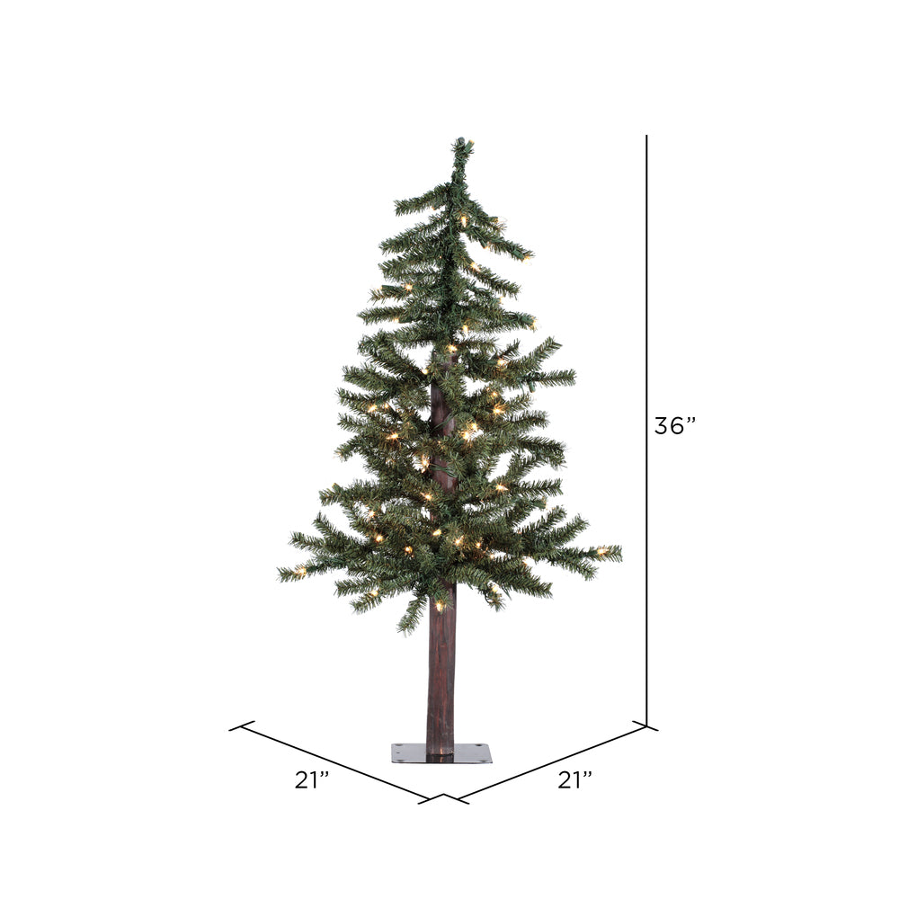 Vickerman 3' Natural Alpine Artificial Christmas Tree Clear Incandescent Lights - Cheap-Us