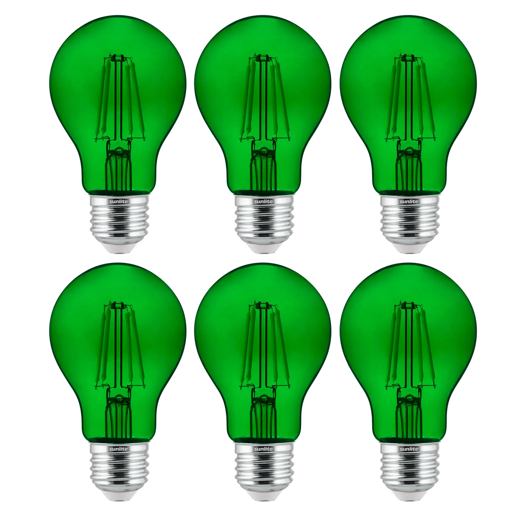 Sunlite 40941 LED Filament A19 Standard 4.5-Watt (60 Watt Equivalent) Colored Transparent Dimmable Light Bulb, Green, 6 Pack - Cheap-Us