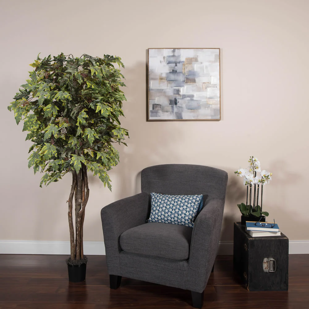 Vickerman 6' Artificial Frosted Maple Executive Black Plastic Pot - Cheap-Us