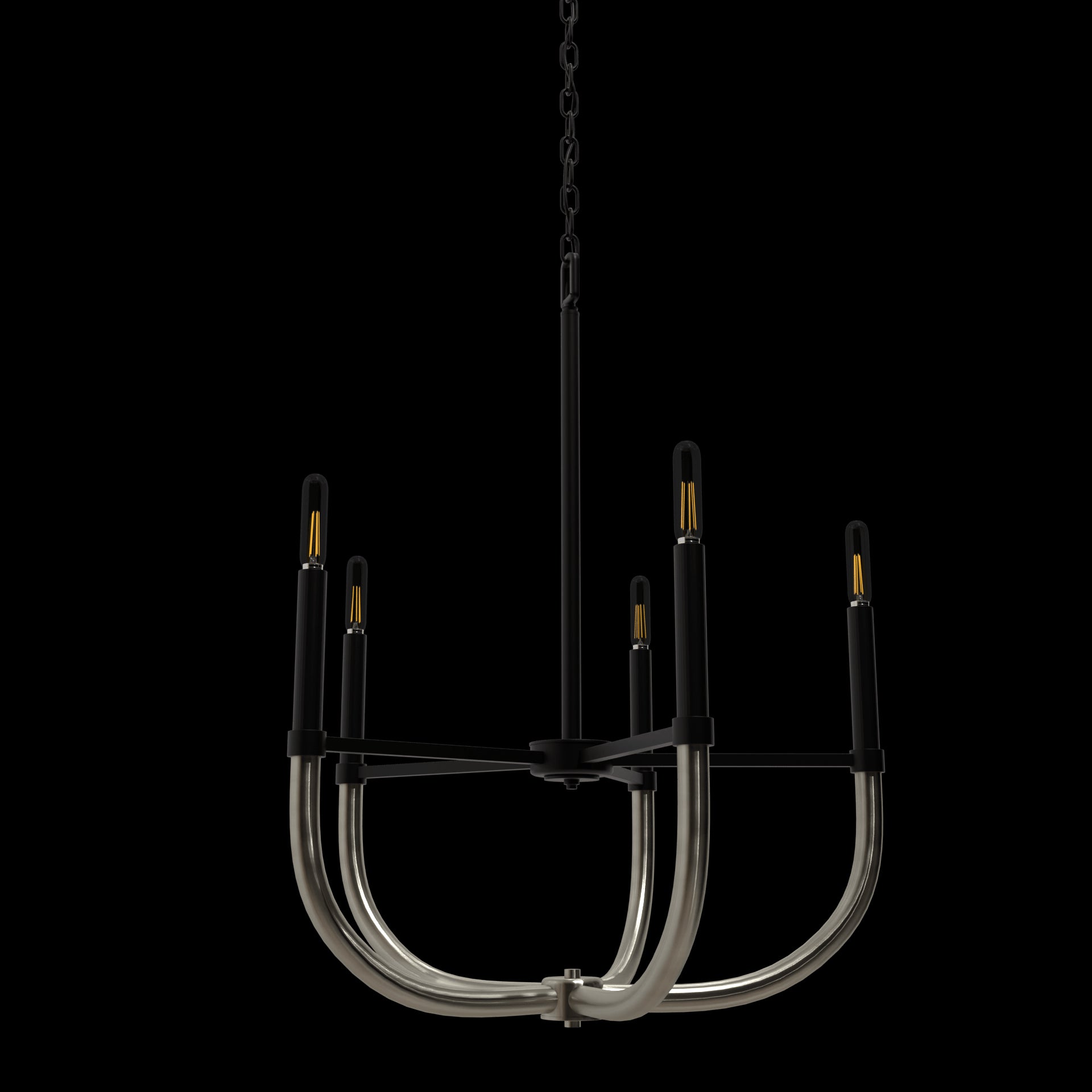 Philomena Five Light Modern Chandelier Fixture Black and Brushed Nickel - Cheap-Us