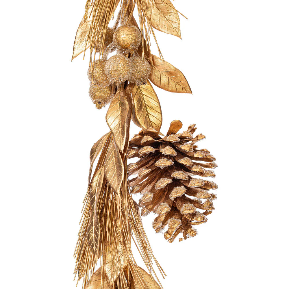 Vickerman 6’ Gold Artificial Pinecone Needle Berry Garland Unlit - Cheap-Us