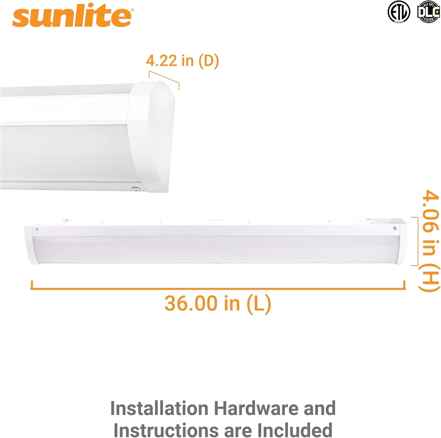 Sunlite 36-Inch LED Linear Bed Light Fixture, 15W/30W/45W, Color Selectable 30K/40K/50K, 1675-5311 Lumens, Dimmable, DLC & ETL Listed, 120V, 3-Way Switching (Up/Down), 116 Degree Beam Angle, White - Cheap-Us