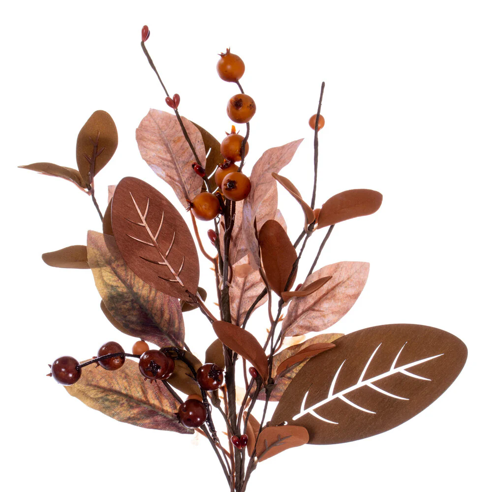 Vickerman 5' Artificial Light Brown Fall Berry and Wood Leaf Garland - Cheap-Us
