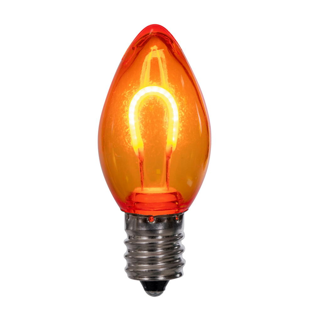Vickerman C7 Transparent U-Shaped Filament Amber Bulb, E12 Base, .6 Watts, 25 Pcs Assorted/Bag.  Colors included are Blue, Red, Green, Purple and Amber. - Cheap-Us
