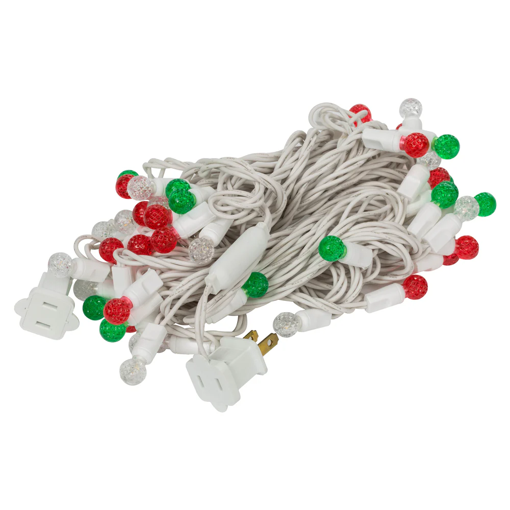 Vickerman 50 Red-White-Green G12 LED Light on White Wire 25' Christmas Single Mold Light Strand - Cheap-Us
