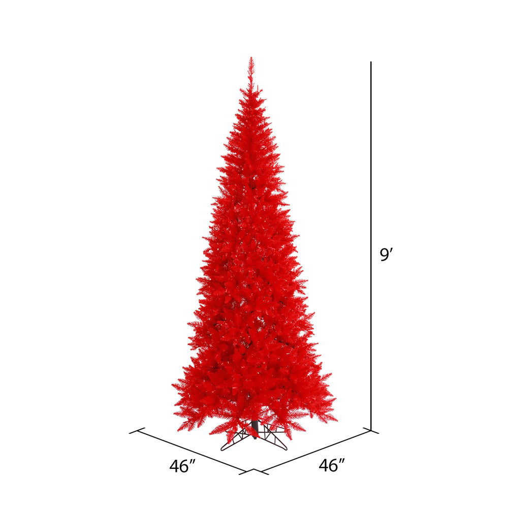 Vickerman 9' Red Fir Slim Artificial Christmas Tree Unlit - Cheap-Us