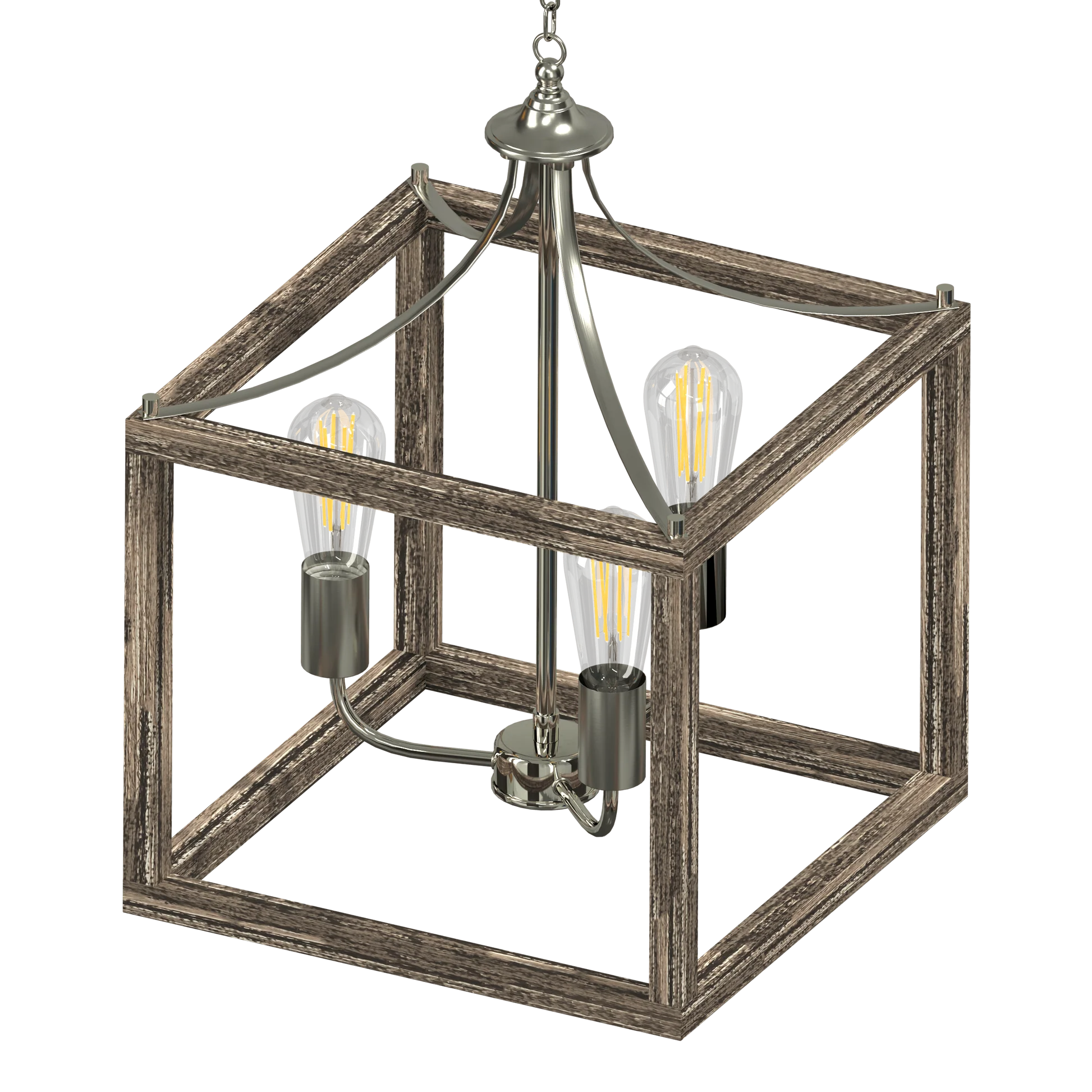 Gabbia Three Light Square Farmhouse Pendant Fixture - Cheap-Us