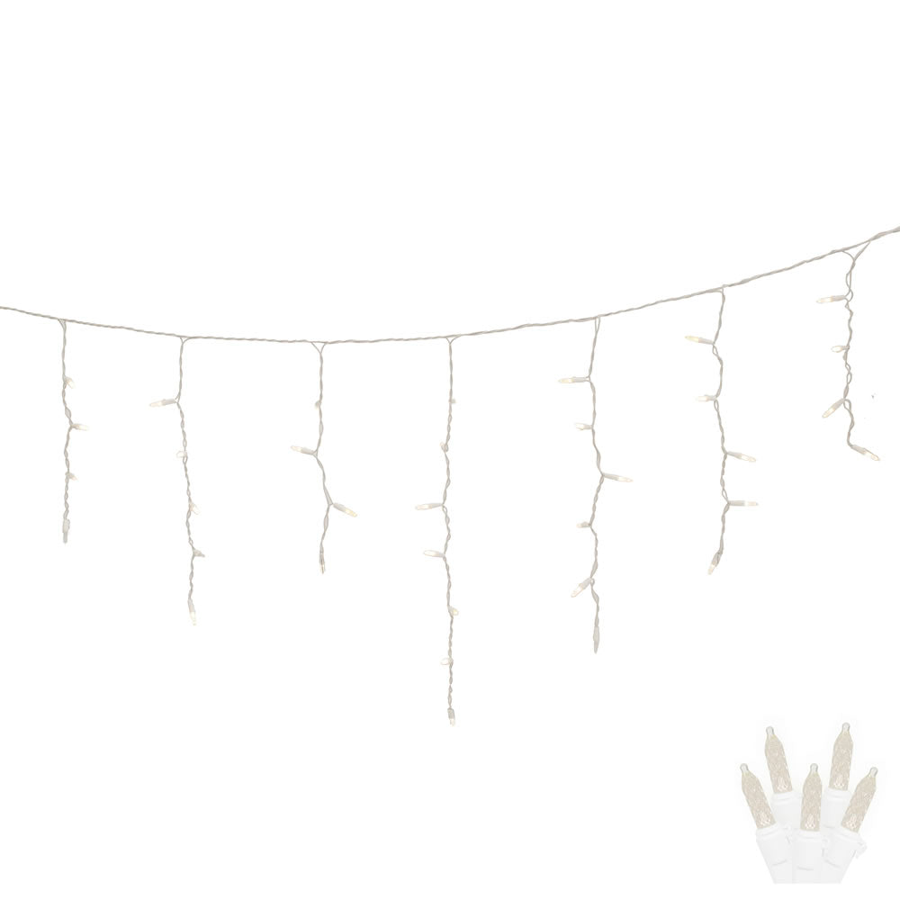 Vickerman 70 Warm White Twinkle M5 LED Icicle Light on White Wire 9' Light Strand. - Cheap-Us