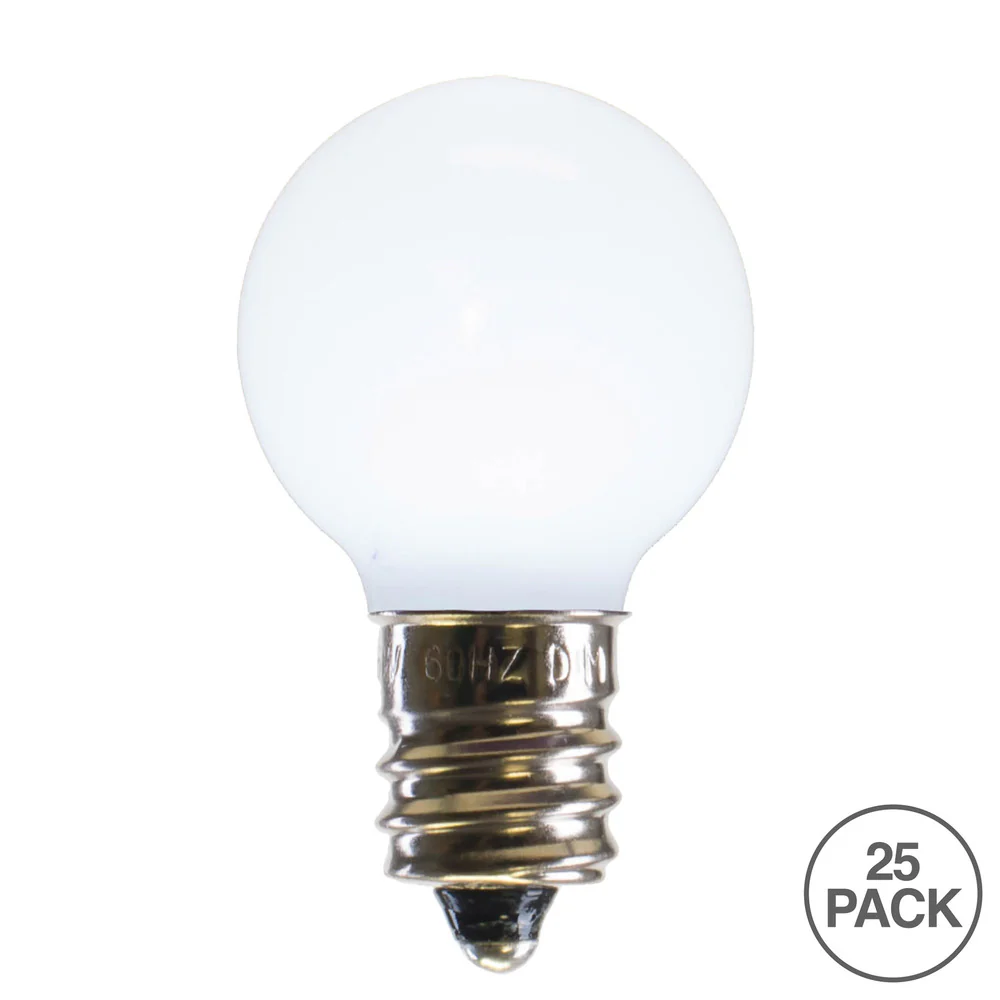 Vickerman G30 Cool White Ceramic LED Nickel Base Bulb E12 120V  .6 Watts 25 Bulbs per Pack. - Cheap-Us