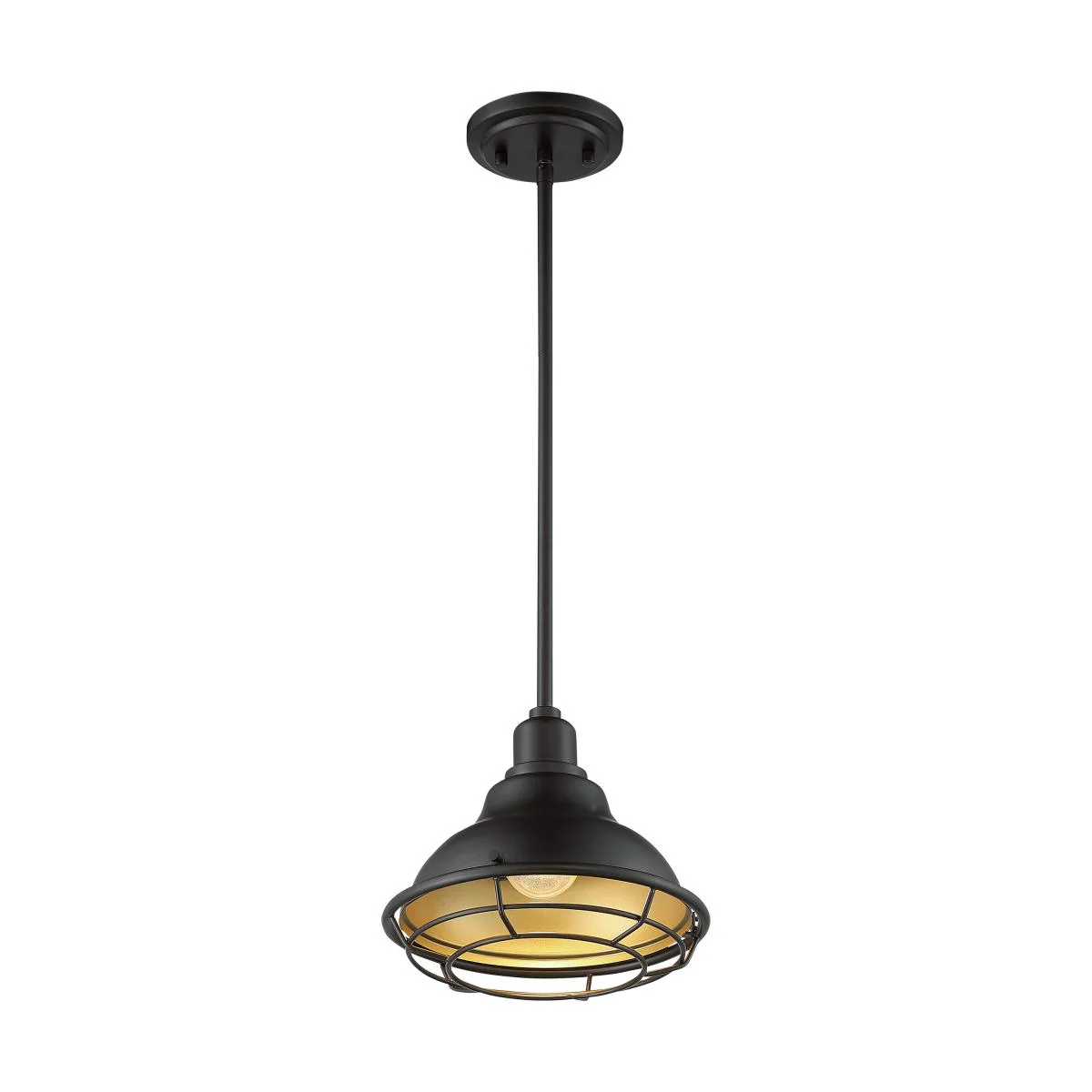 60-7013 NEWBRIDGE 1LT SMALL PENDANT Newbridge - 1 Light Pendant with- Dark Bronze and Gold Finish - Cheap-Us