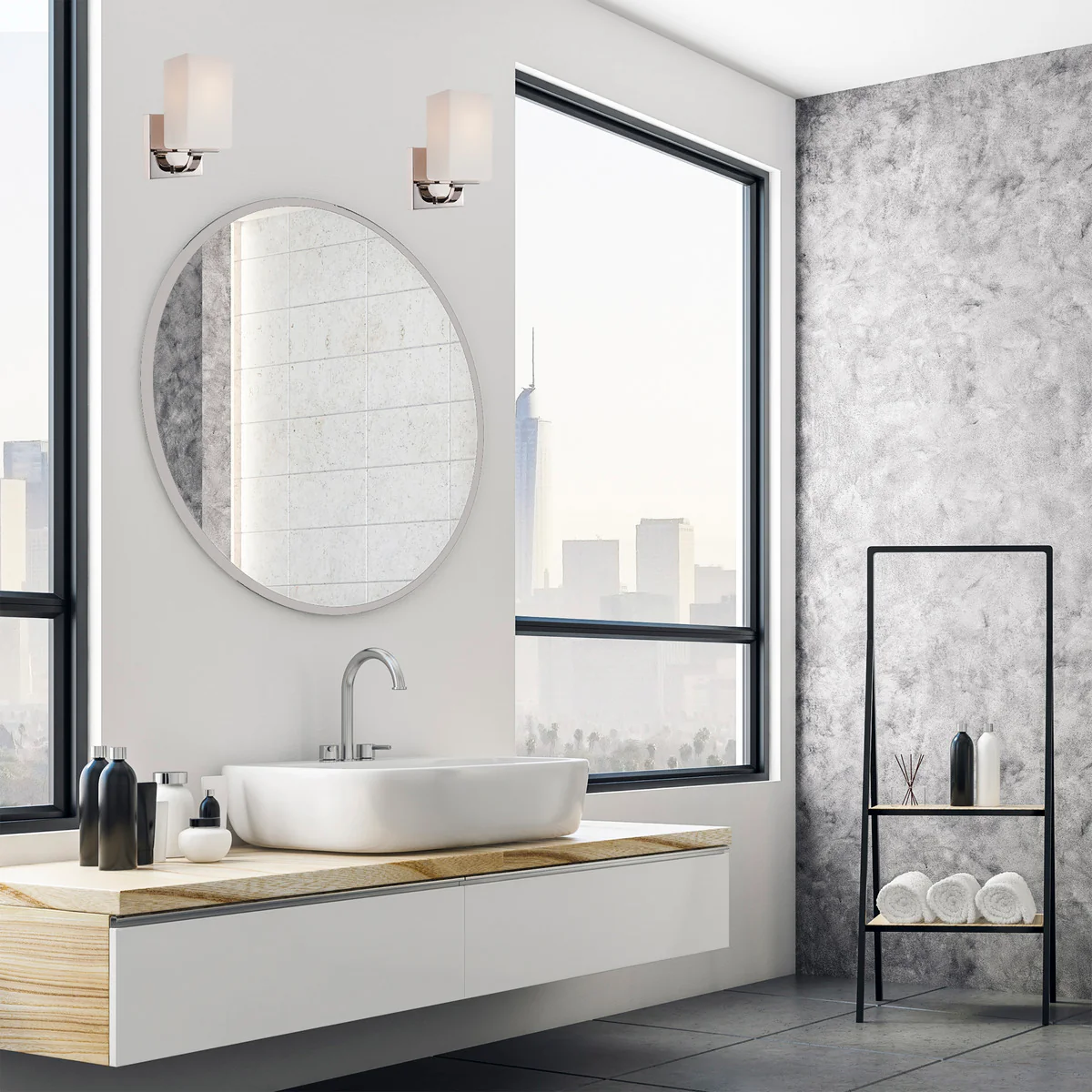 60-5181 VISTA - 1 LT VANITY FIXTURE Vista - 1 Light Vanity with Opal Frosted Glass - Polished Nickel Finish - Cheap-Us