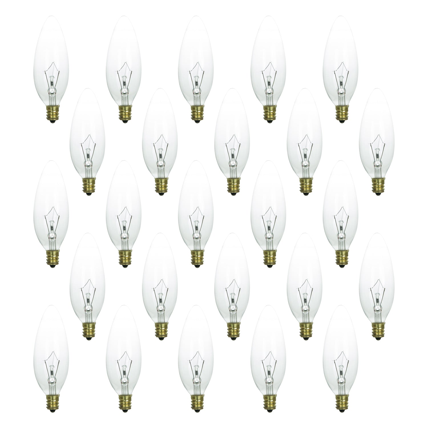 Sunlite 25 Watt Torpedo Tip Chandelier, Candelabra Base, Clear - Cheap-Us