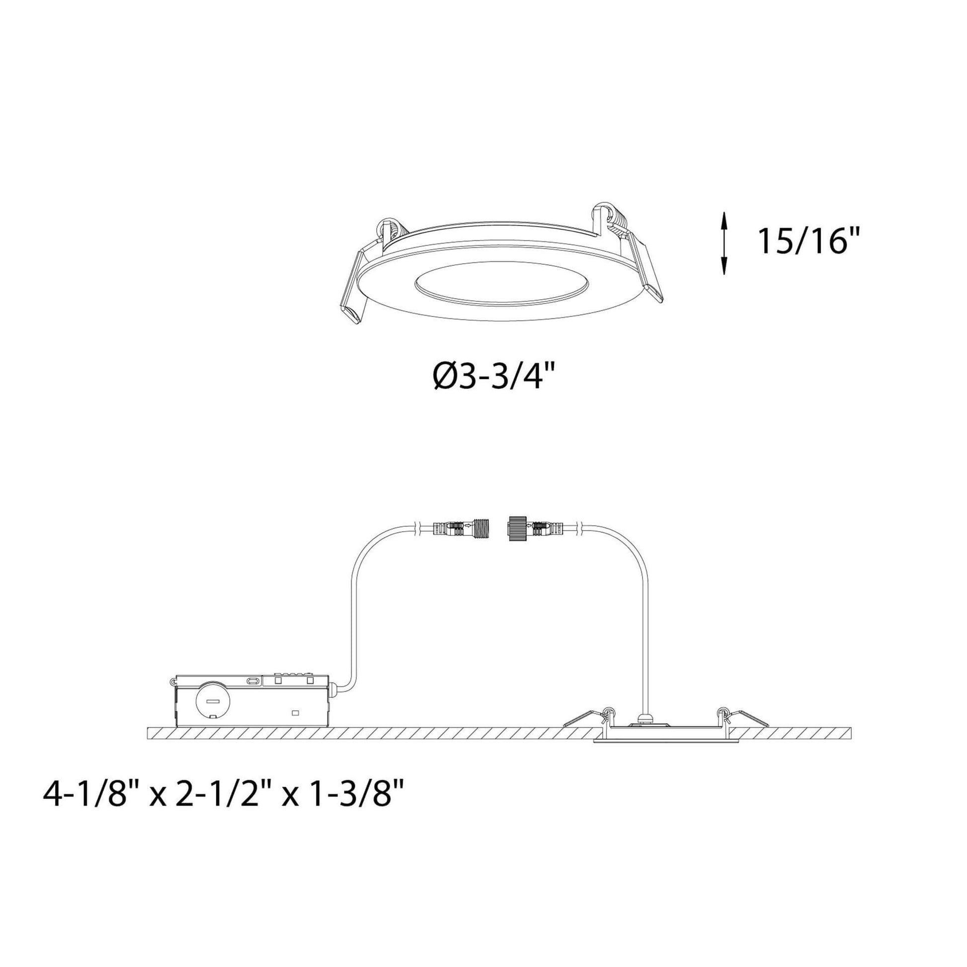 DALS 3-Inch Round Recessed Panel Light with Junction Box/Driver | CCT Selectable | 8W, 560 Lumens | Dimmable Pot Light | Wet Rated | ETL Certified - Cheap-Us