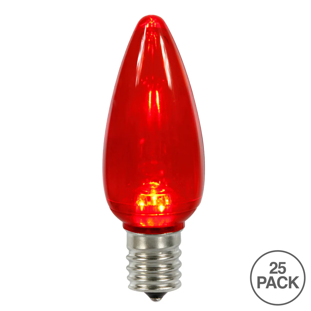 Vickerman C9 Twinkle Transparent Plastic LED Red Dimmable Bulb E17 Nickel Base 25 per bag - Cheap-Us