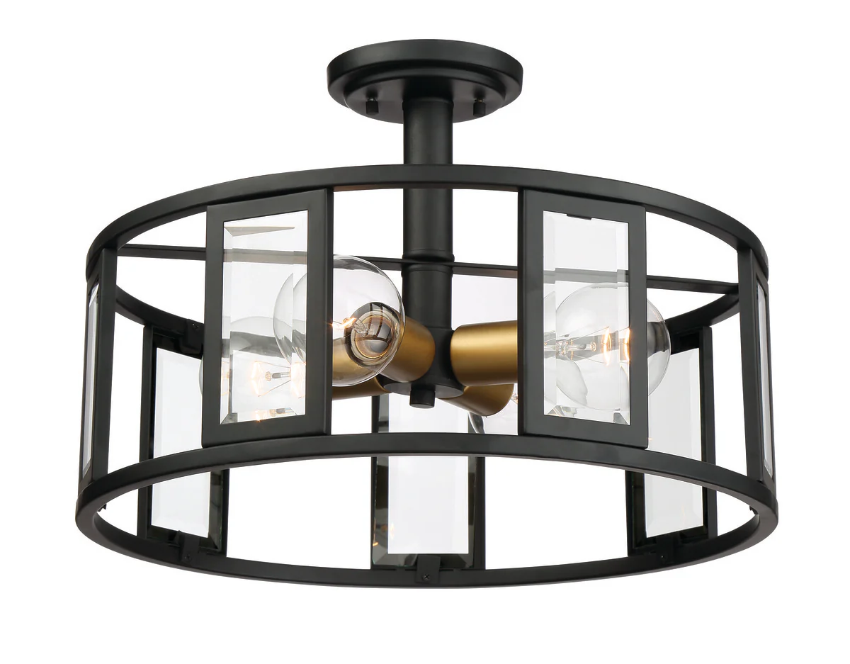 60-6413 PAYNE 4 LIGHT SEMI-FLUSH Payne - 4 Light Semi Flush Fixture with Clear Beveled Glass - Midnight Bronze Finish - Cheap-Us