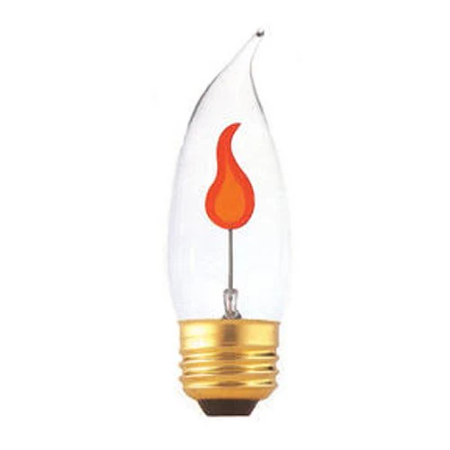 Bulbrite F3EFC/32 3 Watt Incandescent CA10 Flame Tip Chandelier Bulb, Medium Base, Flicker - Cheap-Us