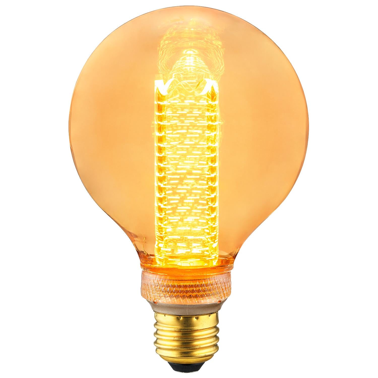 Sunlite 81254 LED G30 Virtual Filament Globe Light Bulb, 3.5 Watts (15W Equivalent), 120 Lumens, Medium E26 Base, Clear Glass, Dimmable, Acrylic Inner Pillar, UL Listed, 2000K Amber, 6 Pack - Cheap-Us