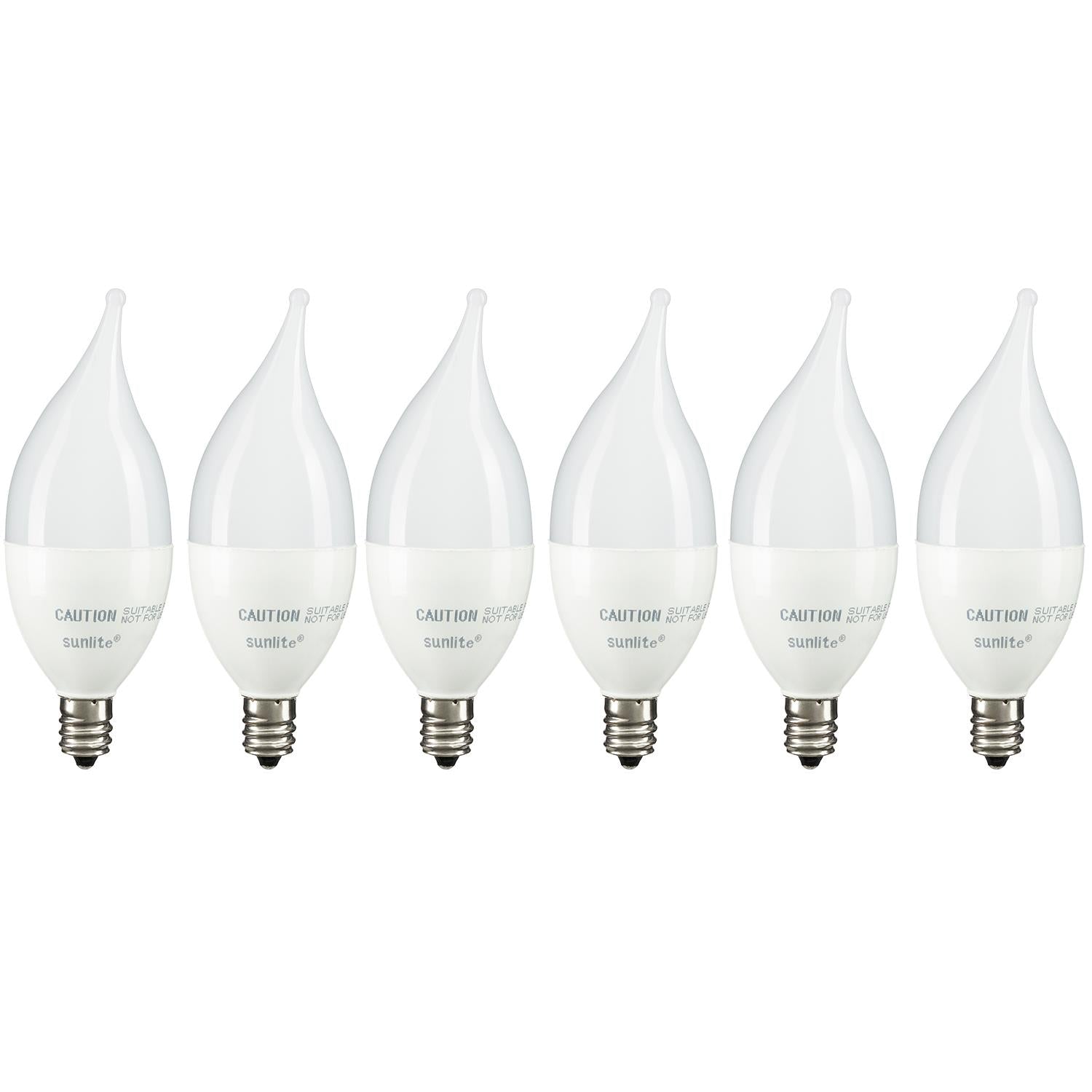 Sunlite CFF/LED/5W/E12/FR/D/ES/27K LED Flame Tip Chandelier 5W (40W Equivalent) Light Bulb Candelabra (E12) Base, 2700K Soft White - Cheap-Us