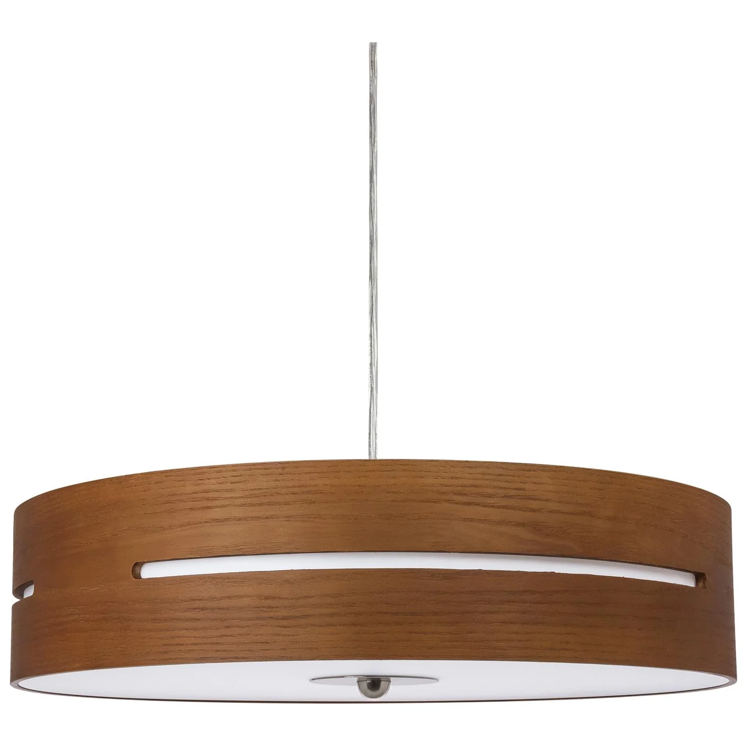 Sunlite 88672 20 LED Hanging Pendant, Mid-Century Modern Wood Drum Fixture, Adjustable 3 CCT 3000K-5000K, 1500 Lumens, 25 Watts, Dimmable, ETL Listed, Round Acrylic Diffuser, Brushed Nickel Canopy - Cheap-Us