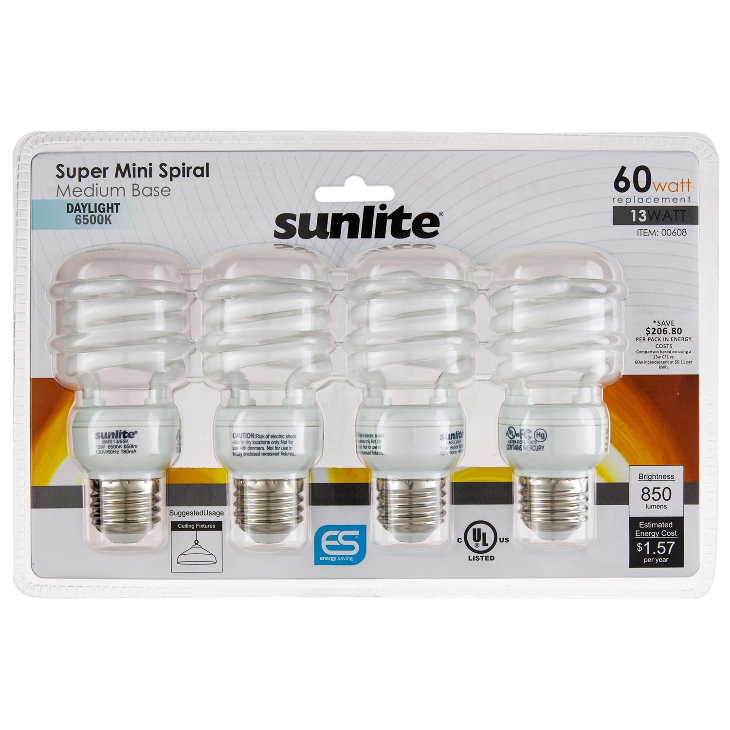 Sunlite 13 Watt Super Mini Spiral, Medium Base, Daylight - Cheap-Us