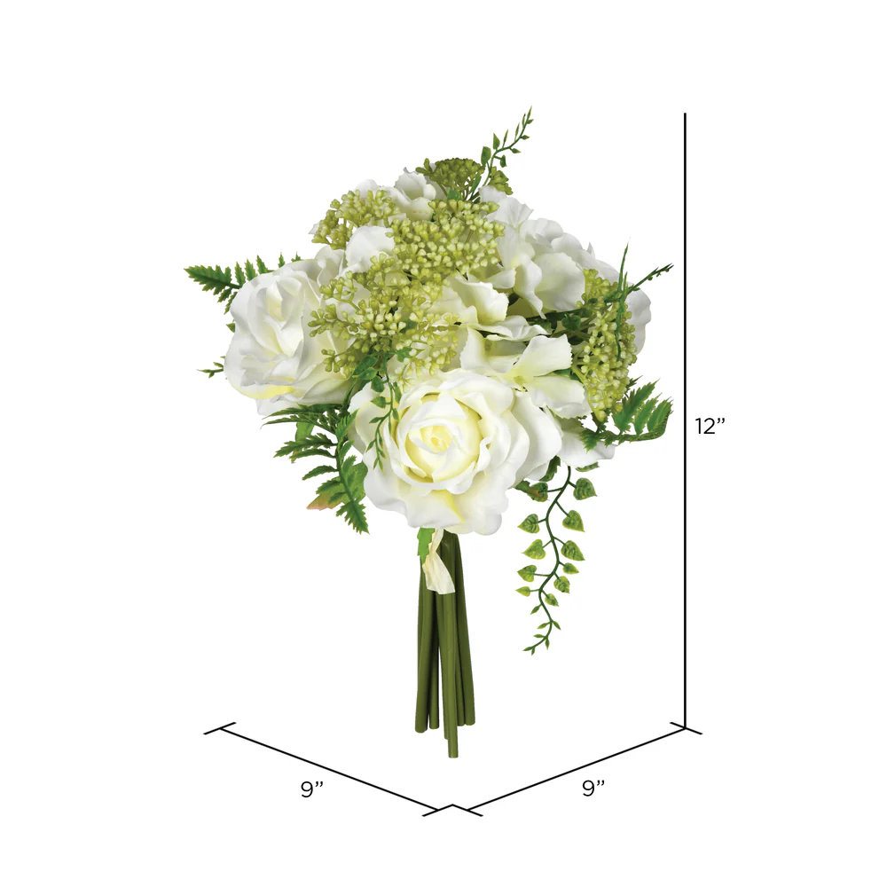 Vickerman 12'' Artificial White Rose Bouquet Pack of 2 - Cheap-Us