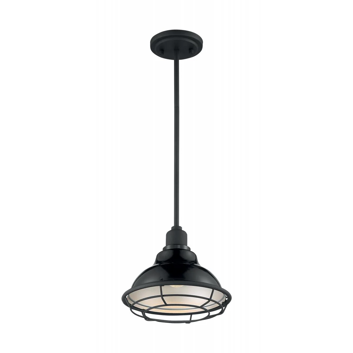 60-7003 NEWBRIDGE 1LT SMALL PENDANT Newbridge - 1 Light Pendant with- Black and Silver & Black Accents Finish - Cheap-Us
