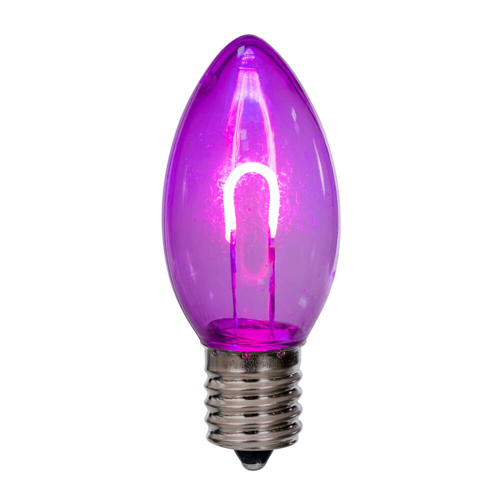 Vickerman C9 Transparent U-Shaped Filament Purple Bulb, E17 Base, .6 Watts, 25 Pcs Assorted/Bag.  Colors included are Blue, Red, Green, Purple and Amber. - Cheap-Us