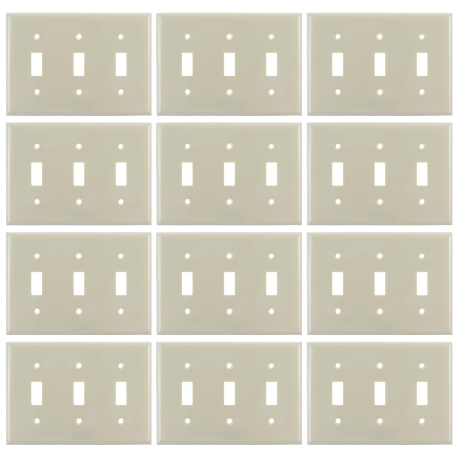 Sunlite E103/I 3 Gang Toggle Switch Plate, Ivory - Cheap-Us