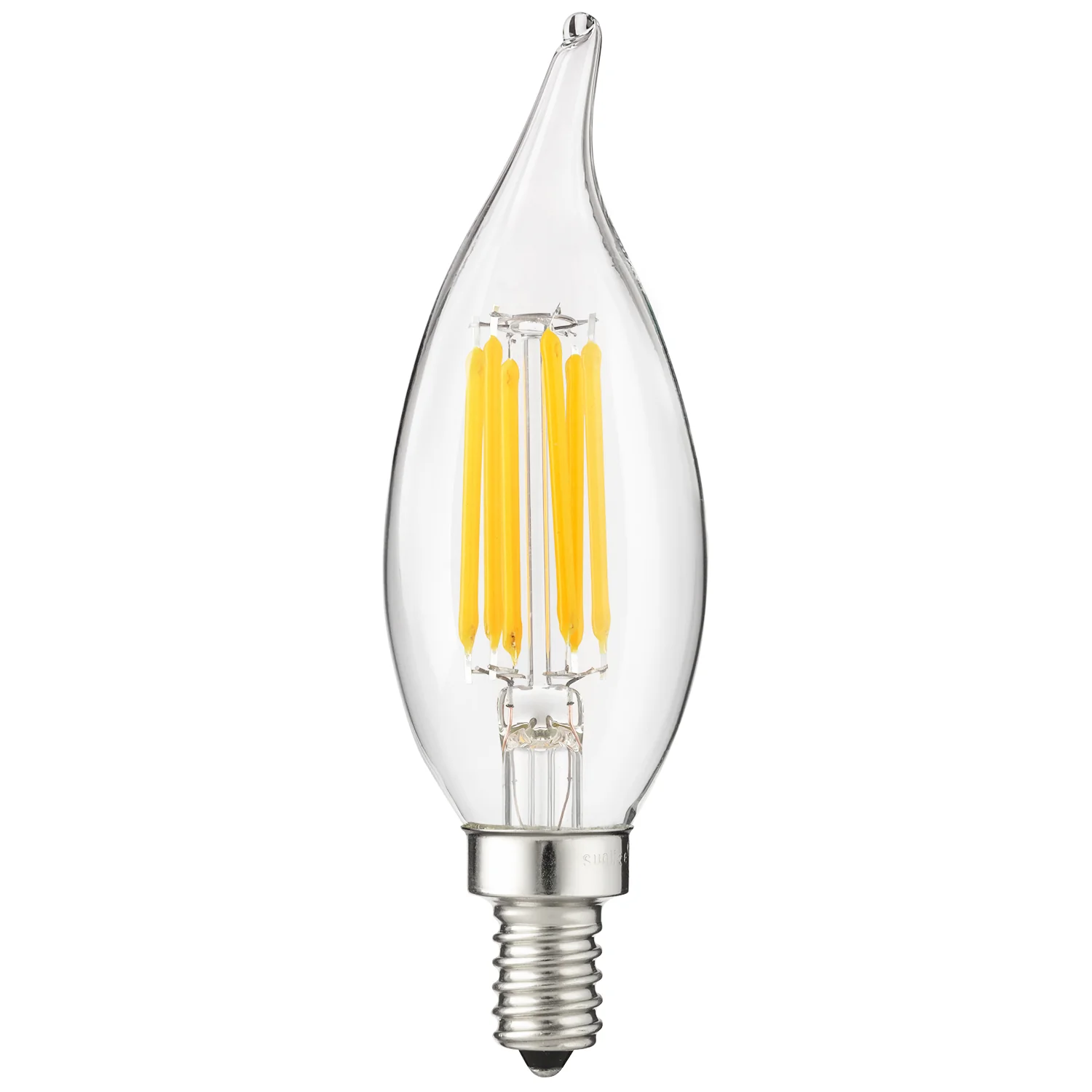 Sunlite 80674 LED Filament CA11 Flame Tip Chandelier Light Bulb, 5 Watts  (60W Equivalent), 600 Lumens, Candelabra Base (E12), Edison style, Dimmable, ETL Listed, 5000K - Super White 12 Pack - Cheap-Us