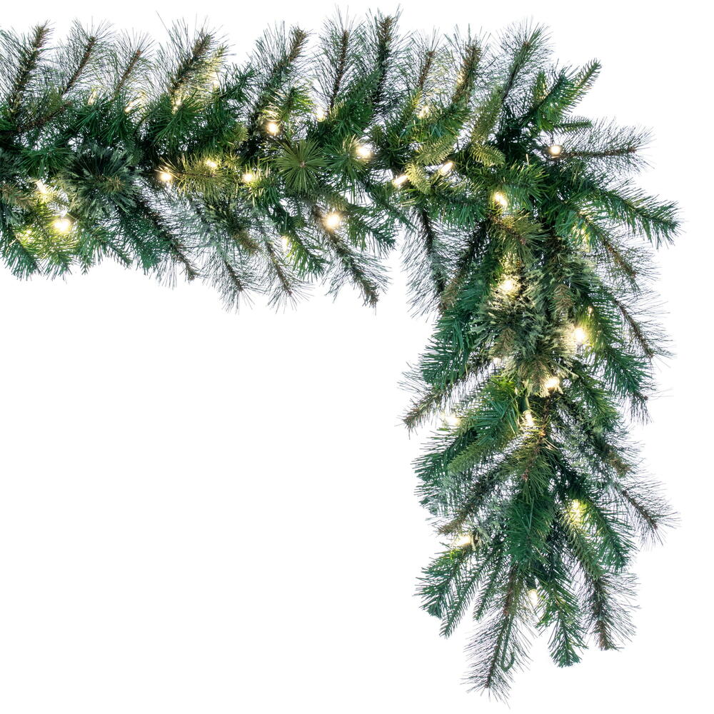 Vickerman 9' Cashmere Artificial Christmas Garland with 2 Sets of 50 Warm White Dura-lit LED Lights - Cheap-Us