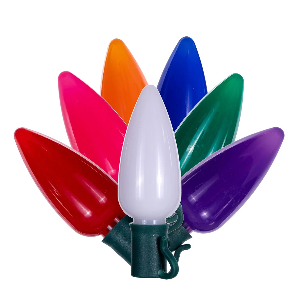 Vickerman 25 Multi-Colored Ceramic C9 LED Light on Green 22AWG Wire 25'. - Cheap-Us