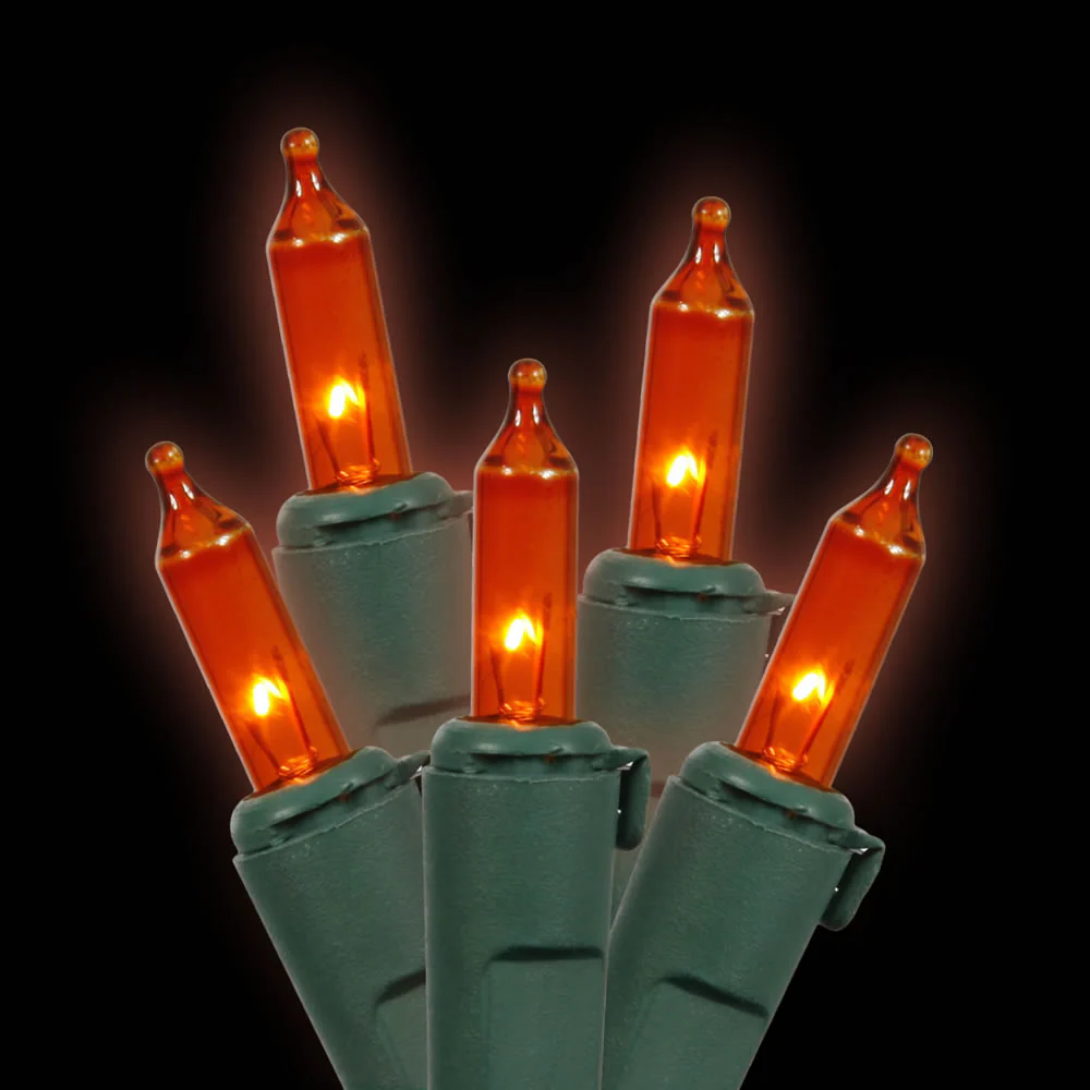 Vickerman 50 Amber Mini Light on Green Wire, 23' Christmas Light Strand- 2 Pack - Cheap-Us