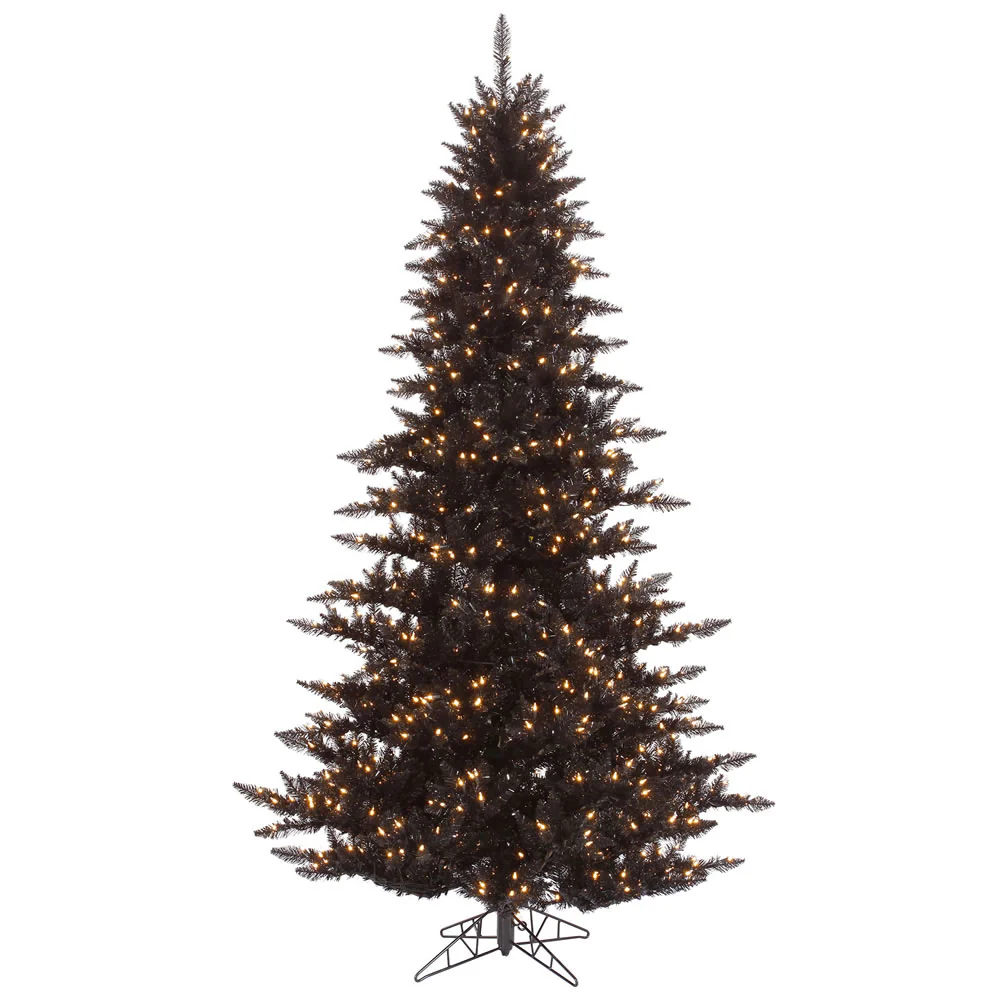 Vickerman 7.5' Black Fir Artificial Christmas Tree Warm White Dura-lit LED Lights - Cheap-Us