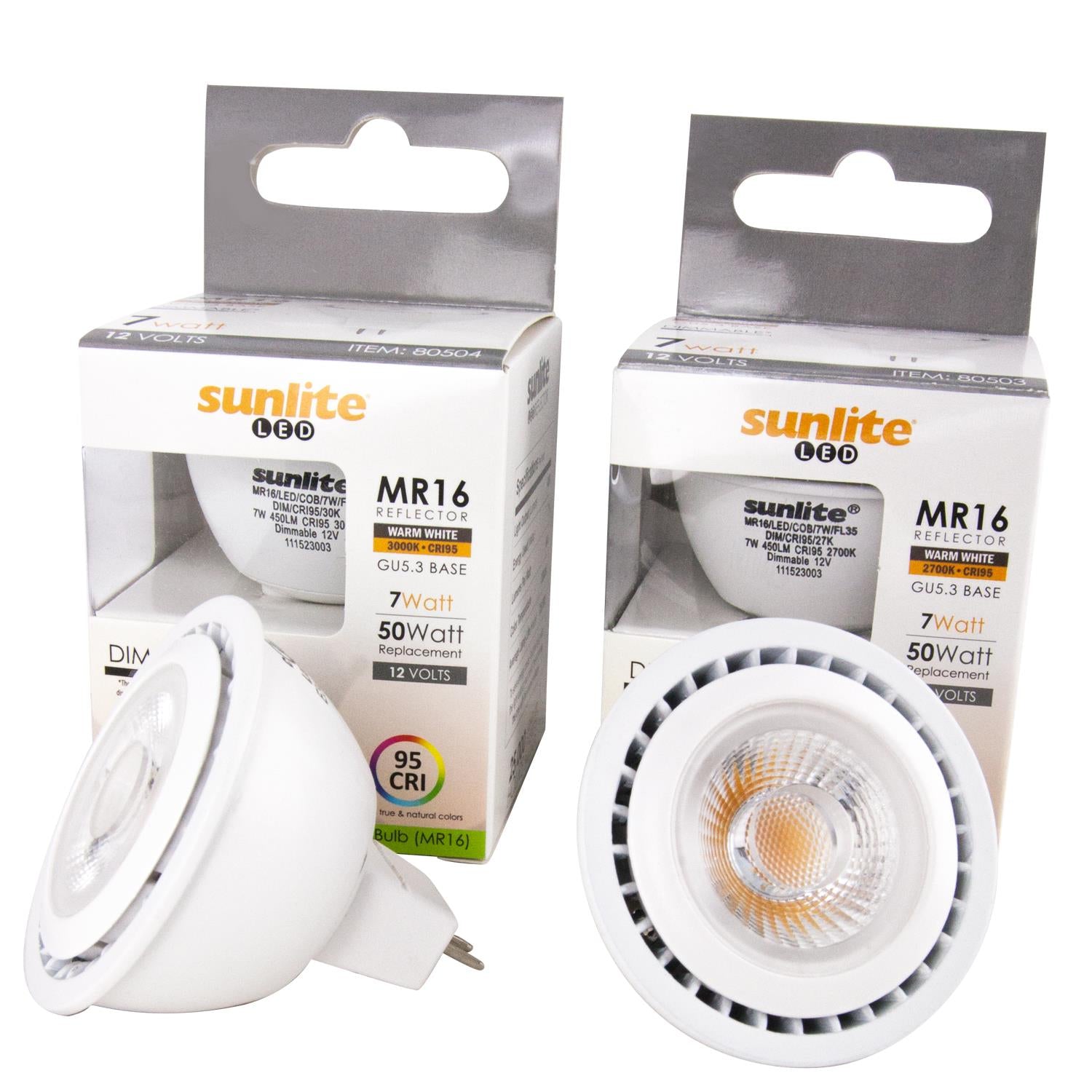 Sunlite LED MR16 Mini Reflector 7W (50W Equivalent) Light Bulb (GU5.3) Base, Warm White - Cheap-Us