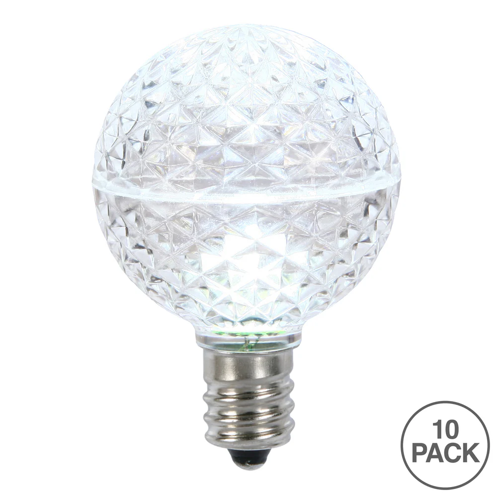 Vickerman G50 LED Cool White Faceted Replacement Bulb, E17/C9 Nickel Base, 20 Pack. - Cheap-Us