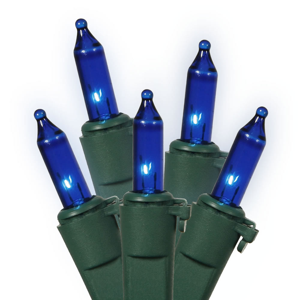 Vickerman 100 Blue Mini Light Icicle Light on Green Wire, 9' Christmas Light Strand- 2 Pack - Cheap-Us