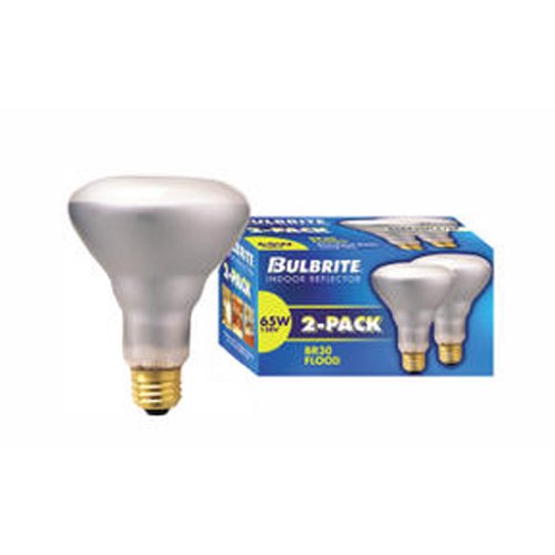 Bulbrite 65BR30FL3/2P 65 Watt Incandescent BR30 Reflector, Flood, Medium Base, Clear, 2-Pack - Cheap-Us