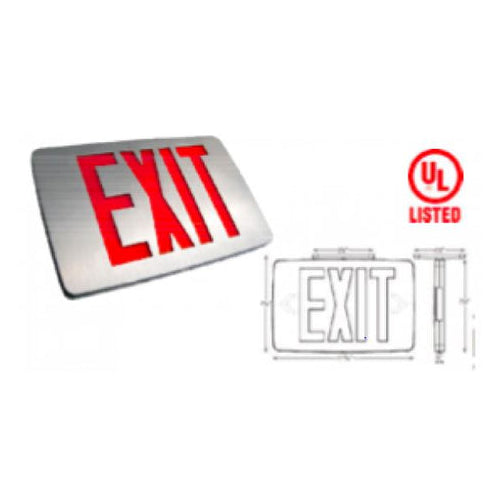 Westgate Thin Die Cast, Df, Red, Battery Backup, Black Face, Black Body, LED Exit & Emergency Lighting - Cheap-Us
